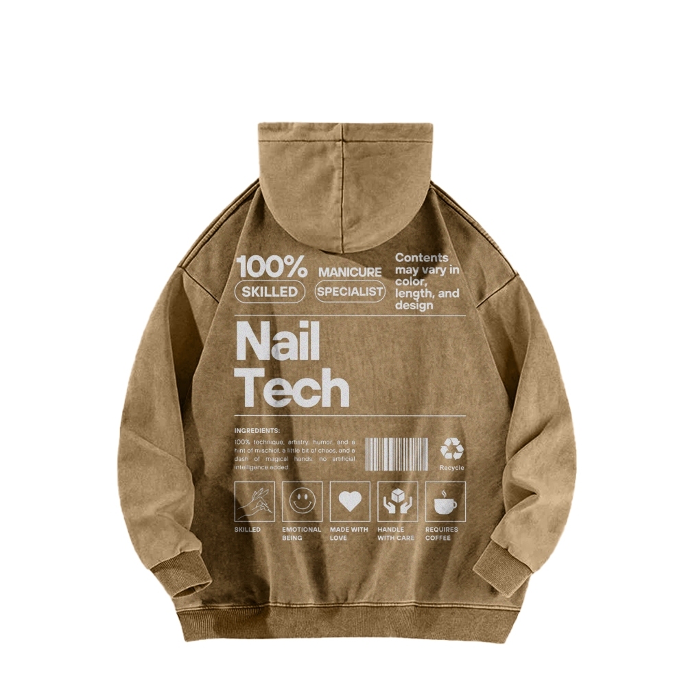 Nail Tech Casual Washed Hoodie-moweekender