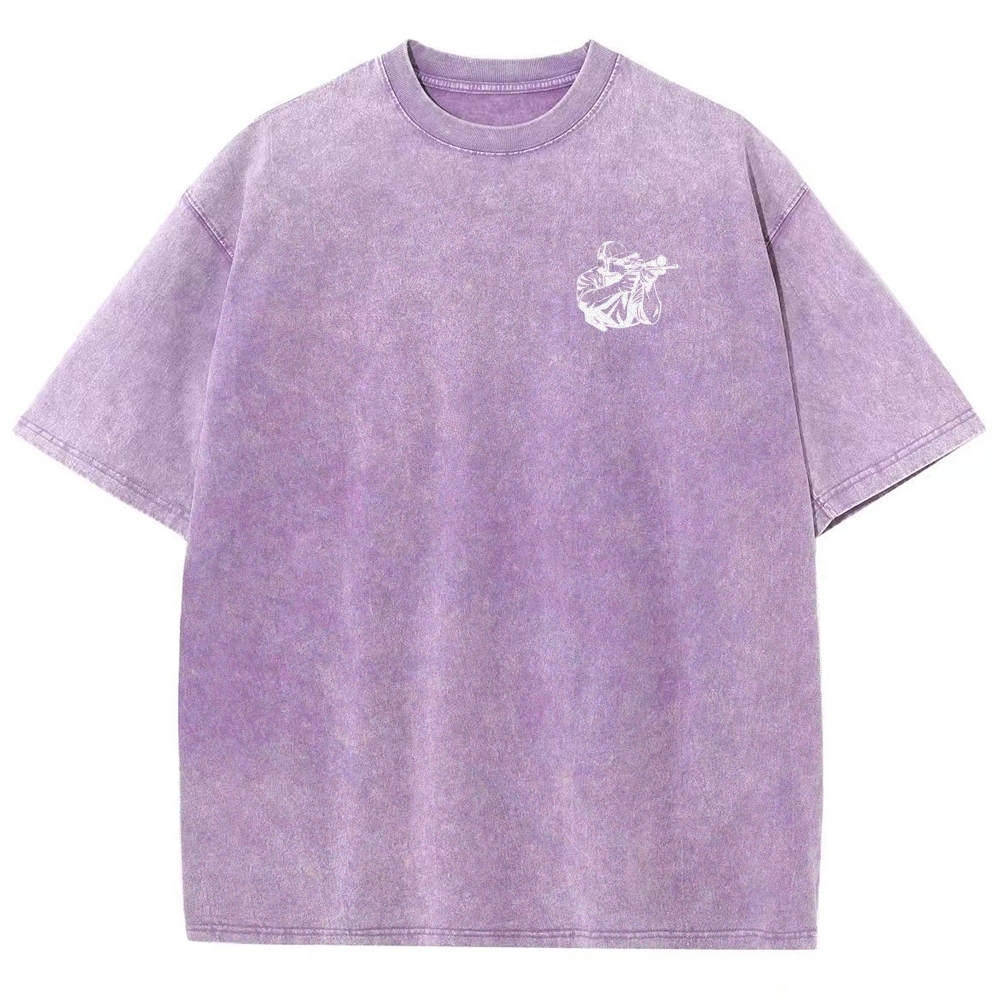 Shooting Instructor Pattern Washed Vintage Short Sleeves T-Shirt-moweekender