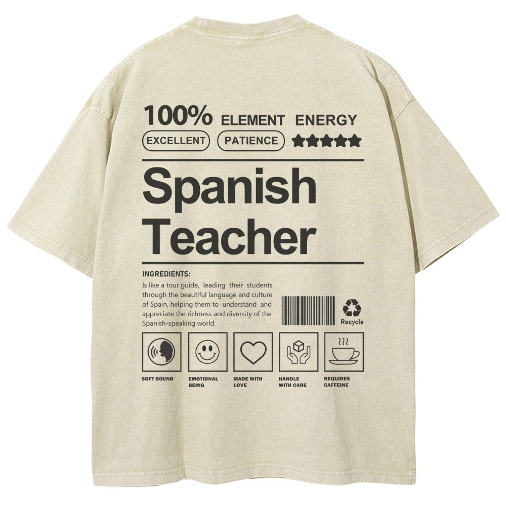 Spanish Teacher Unisex Fit Washed T-Shirt-moweekender