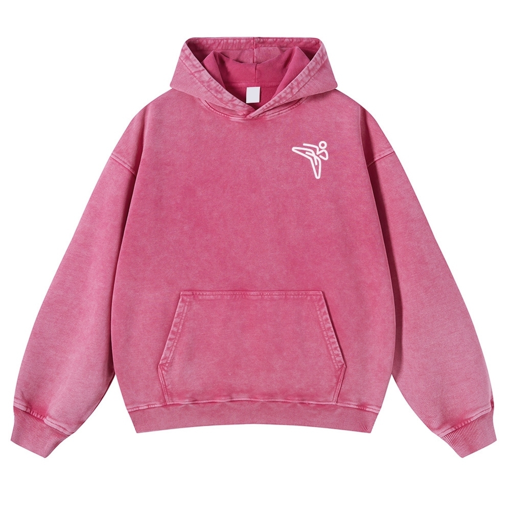 Taekwondo Printed Vintage Washed Hoodie-moweekender