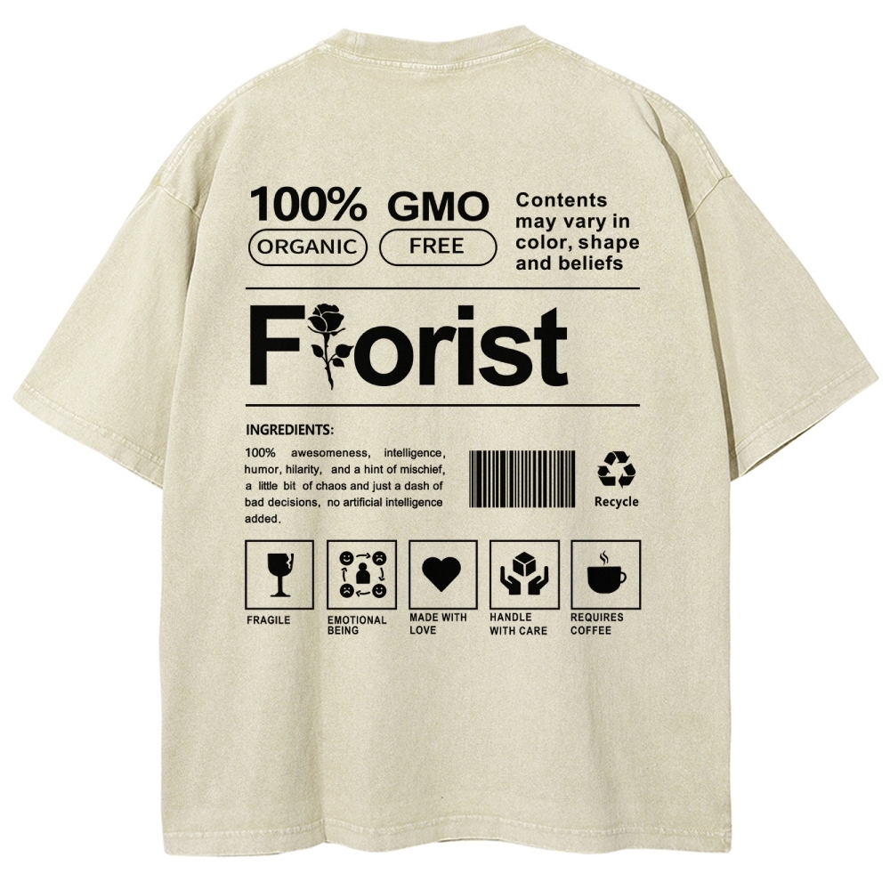 Florist Pattern Washed Vintage Short Sleeves T-Shirt-moweekender