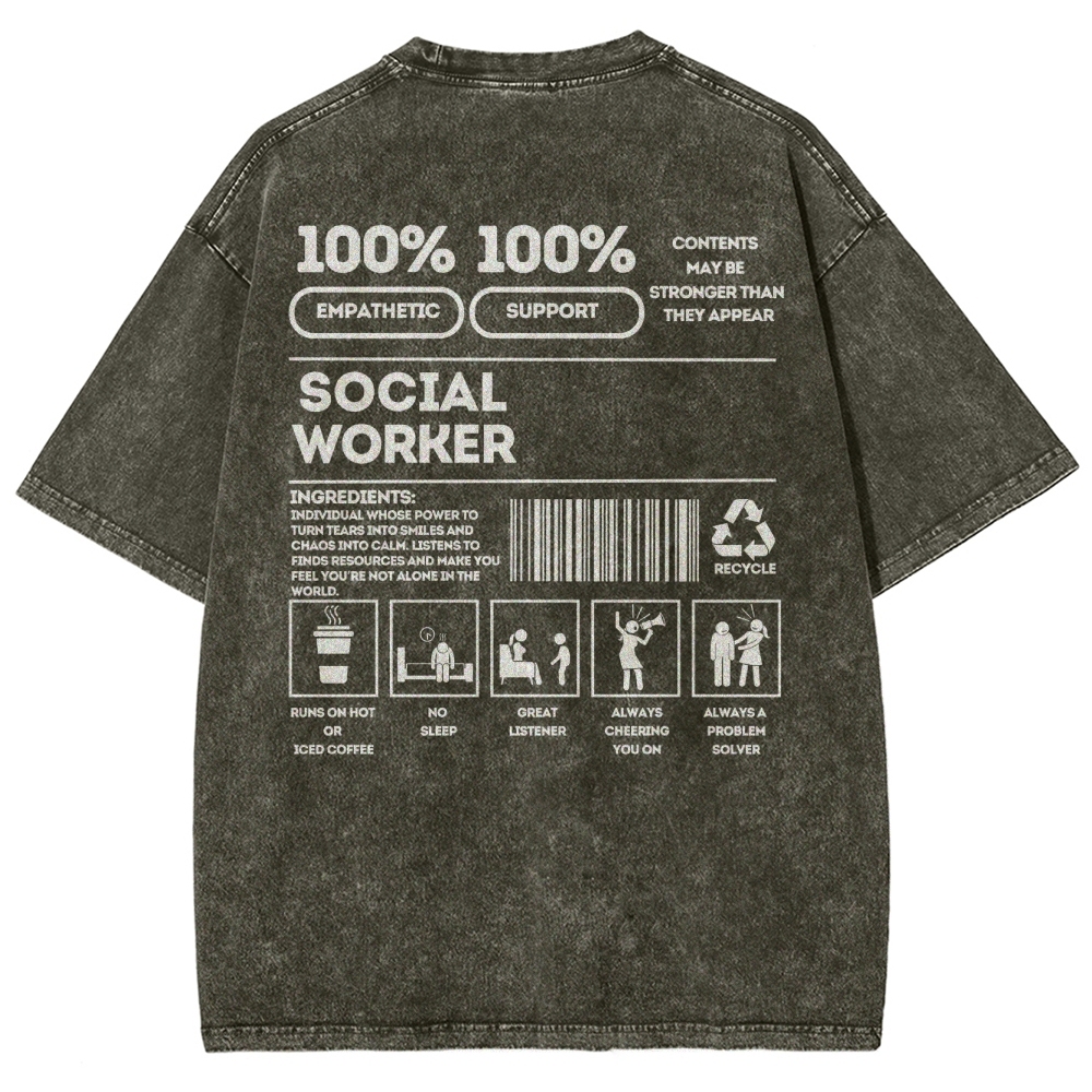 Social Worker Addcustom Unisex Fit Washed T-Shirt