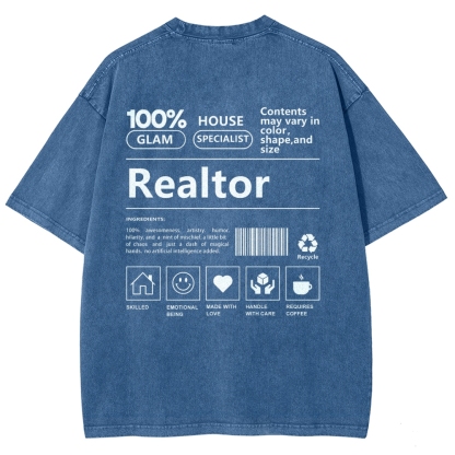 Realtor Vintage Snowflake Washed T-Shirt-moweekender