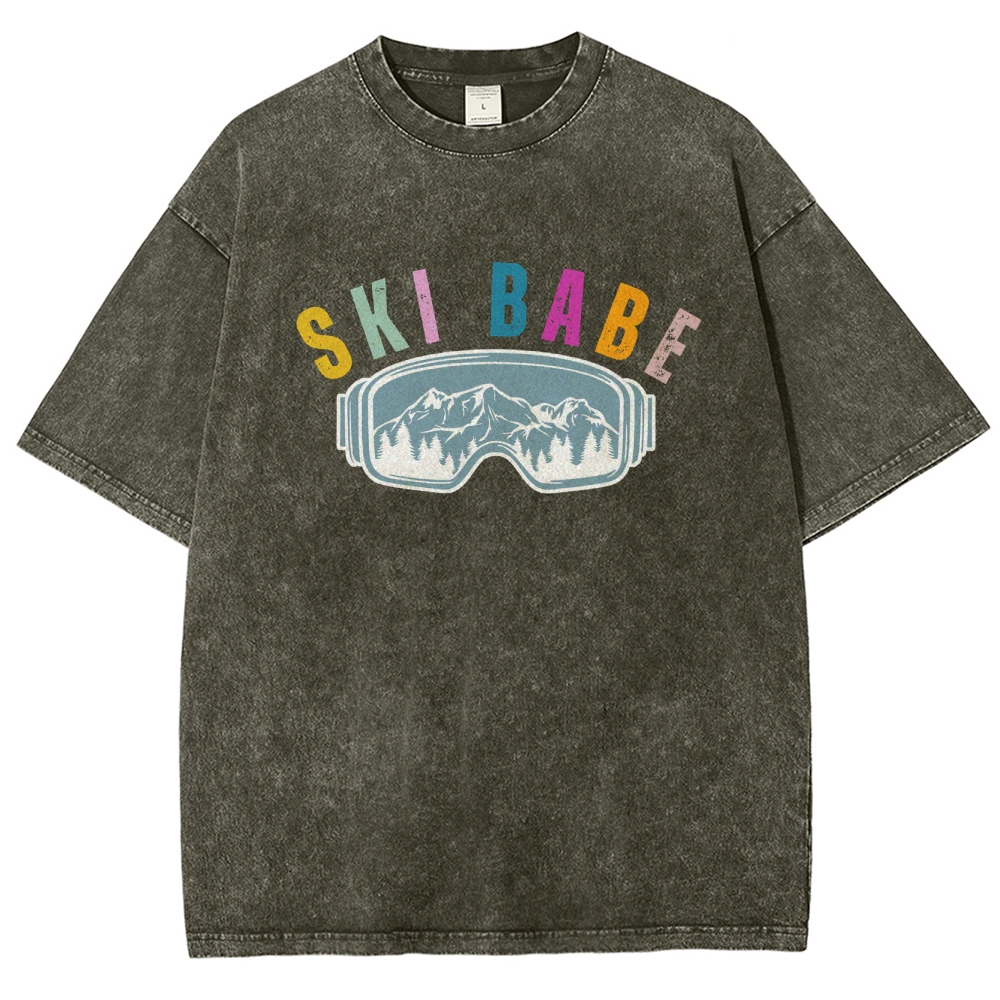 Ski Unisex Fit Washed T-Shirt-moweekender