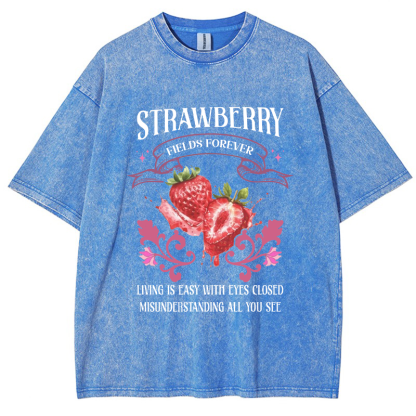 Beatle Strawberry Fields Vintage Snowflake Washed T-Shirt-moweekender