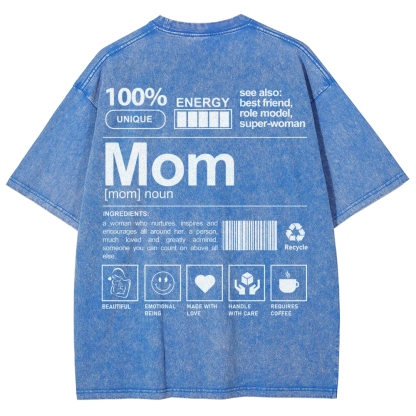 Mom Pattern Washed Vintage Short Sleeves T-Shirt-moweekender