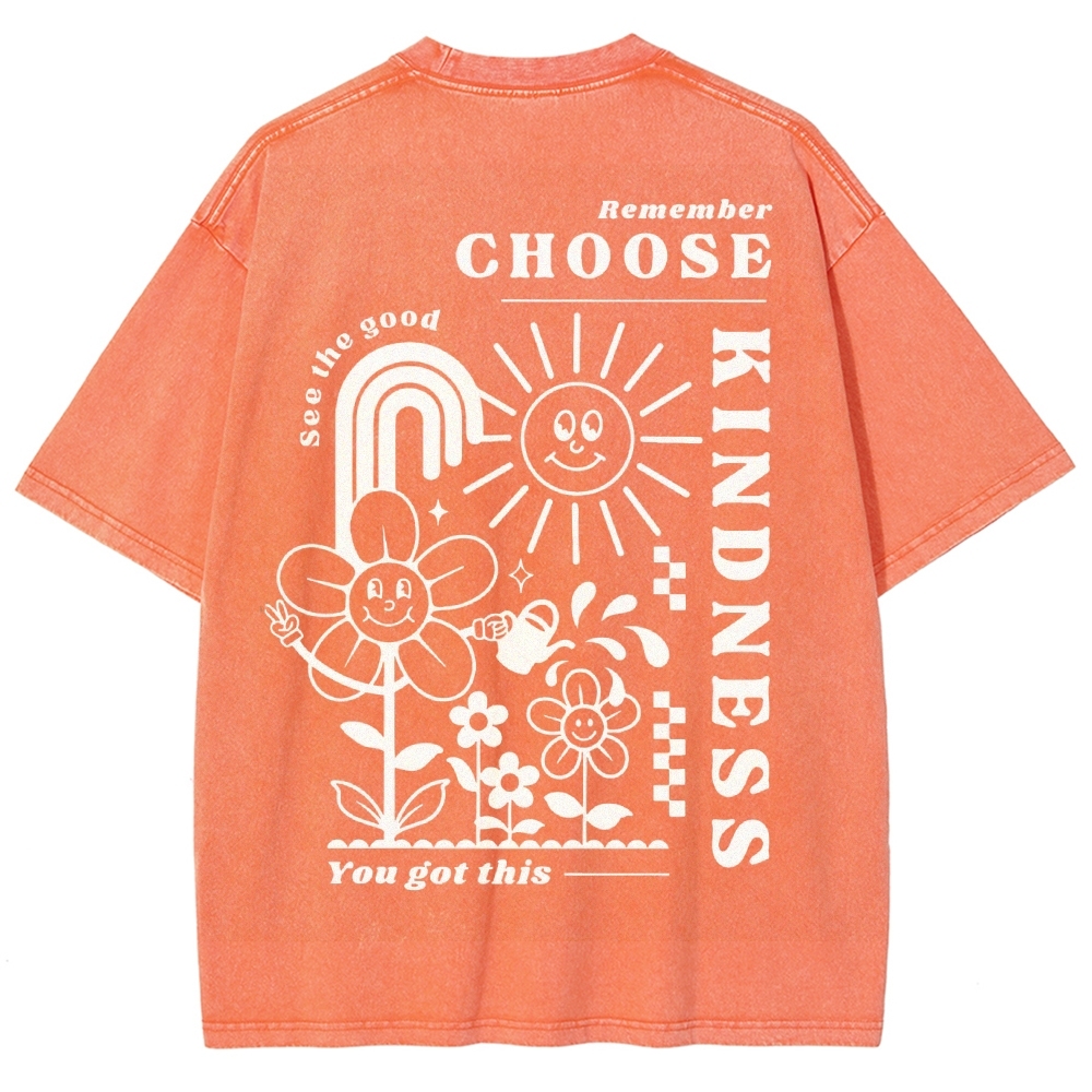 Kindness Vintage Snowflake Washed T-Shirt-moweekender