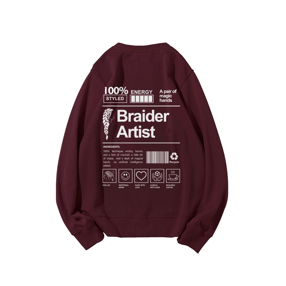 Braider Artist Casual Crewneck Sweatshirt-moweekender