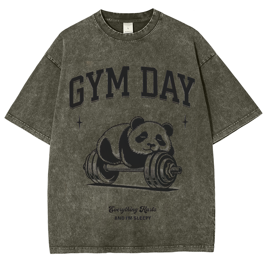 Gym Day Everything Hurts & I'm Sleepy Unisex Fit Washed Oversized T-Shirt-moweekender