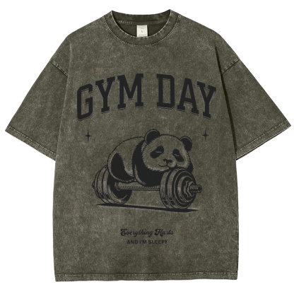 Gym Day Everything Hurts & I'm Sleepy Unisex Fit Washed Oversized T-Shirt-moweekender