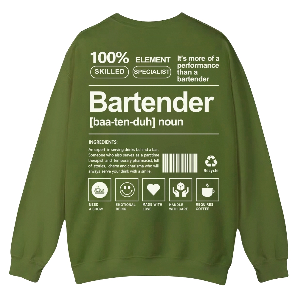 Bartender Printed Crew Neck Sweatshirt-moweekender