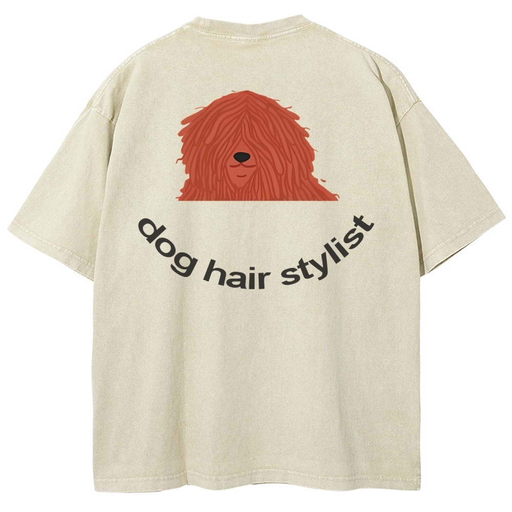 Dog Hair Stylist Unisex Fit Washed T-Shirt-moweekender