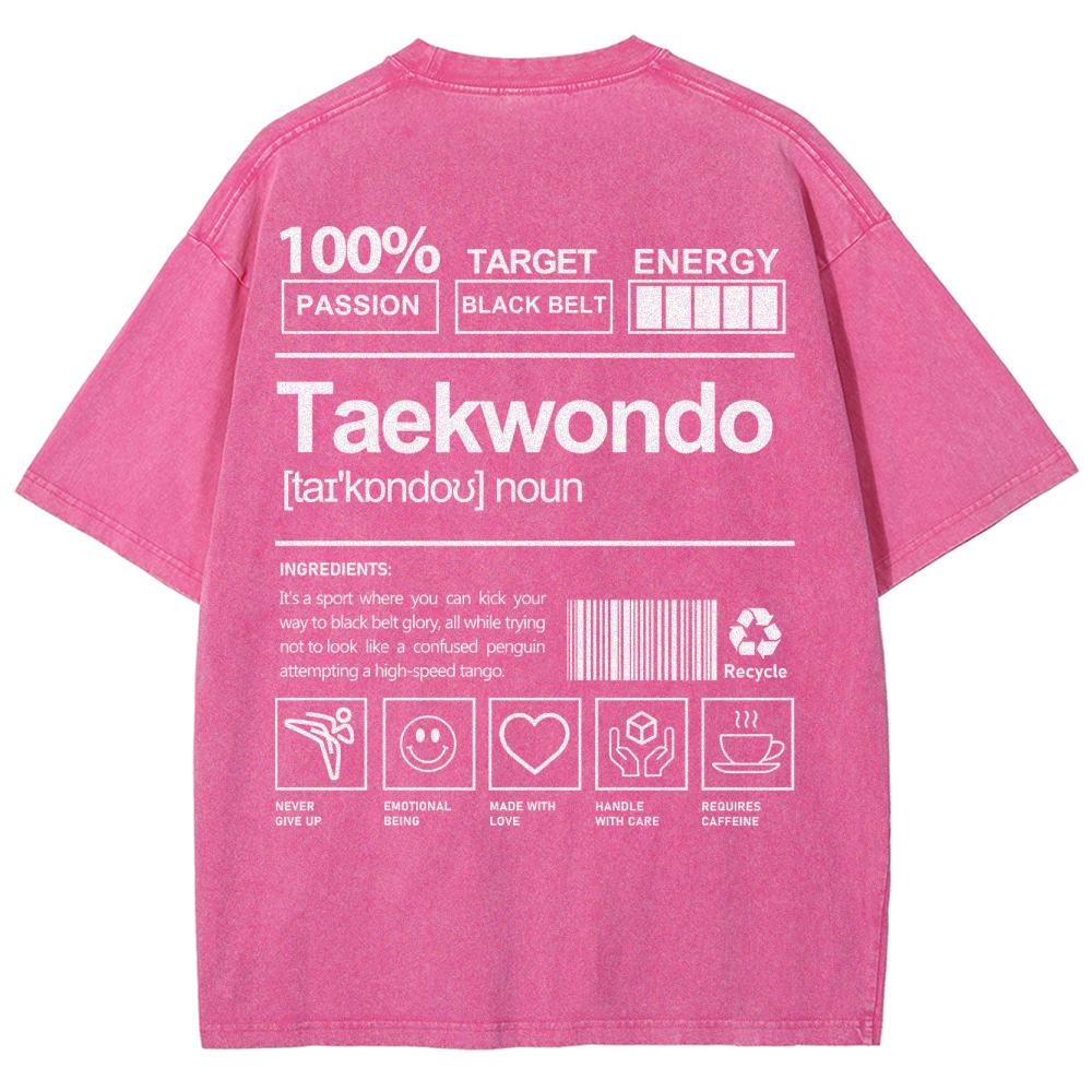Taekwondo Pattern Washed Vintage Short Sleeves T-Shirt-moweekender