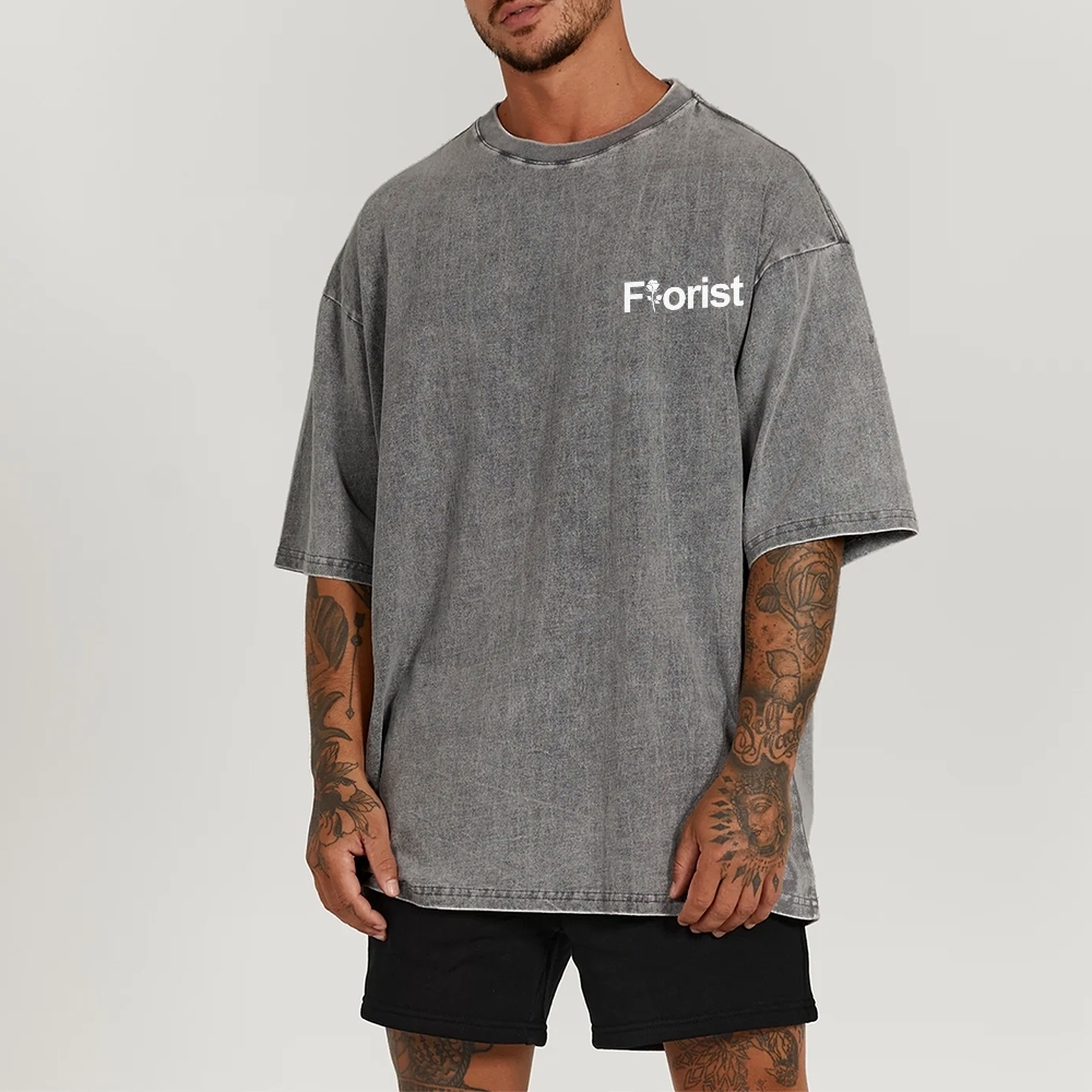 Florist Pattern Washed Vintage Short Sleeves T-Shirt-moweekender