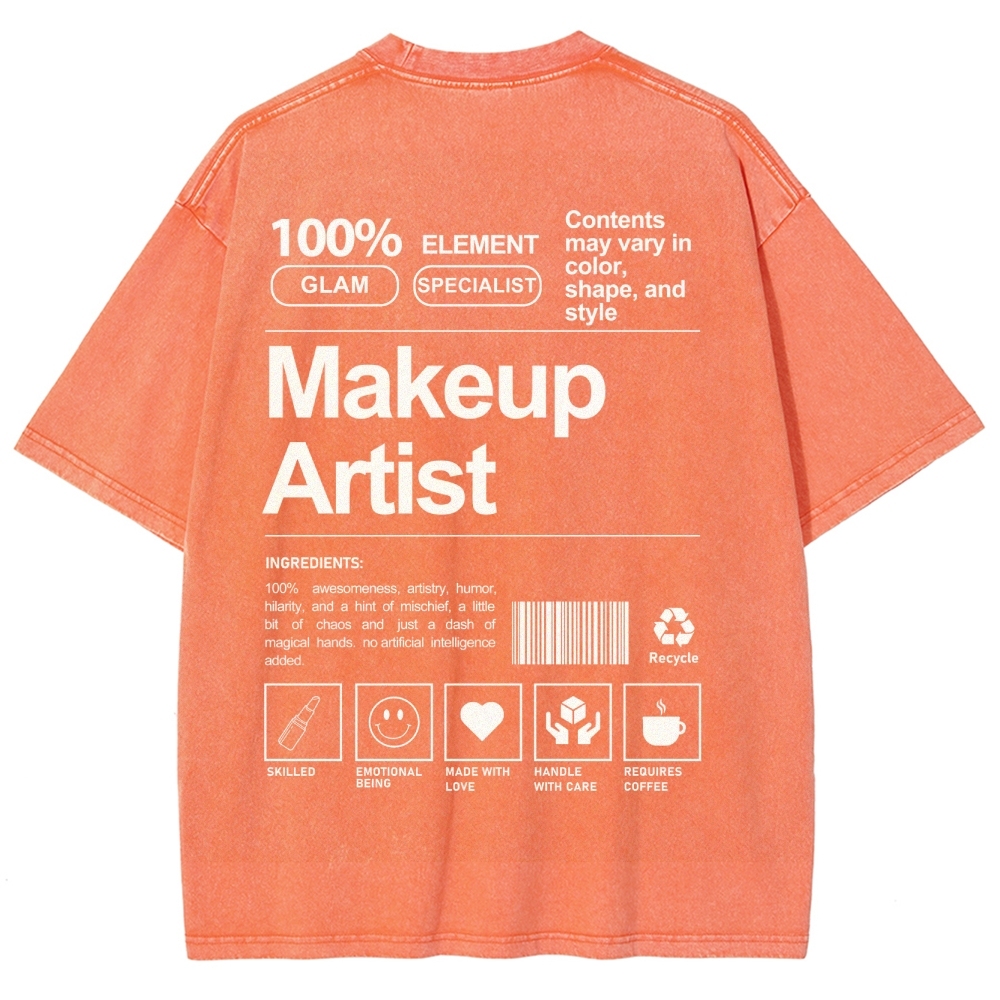 Makeup Artist Vintage Snowflake Washed T-Shirt-moweekender