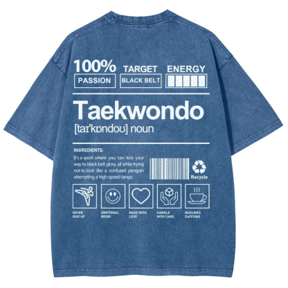 Taekwondo Pattern Washed Vintage Short Sleeves T-Shirt-moweekender