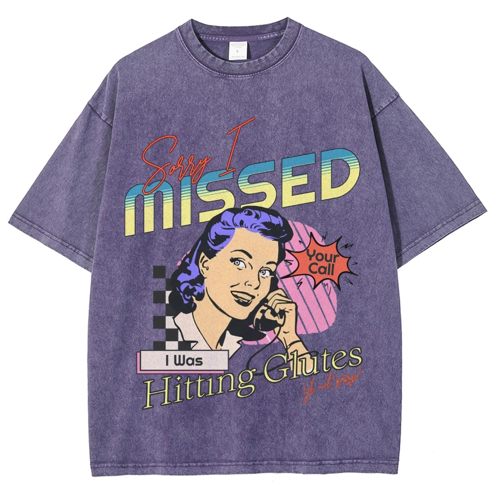 Sorry I Missed I Was Hitting Glutes Vintage Snowflake Washed T-Shirt-moweekender