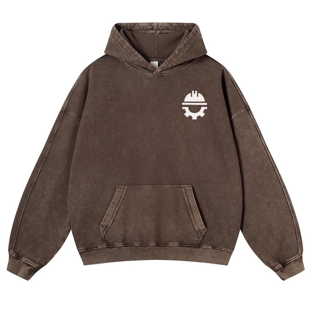 Civil Engineer Pattern Vintage Washed Hoodie-moweekender