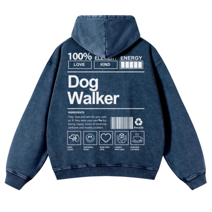 Dog Walker Printed Vintage Washed Hoodie-moweekender
