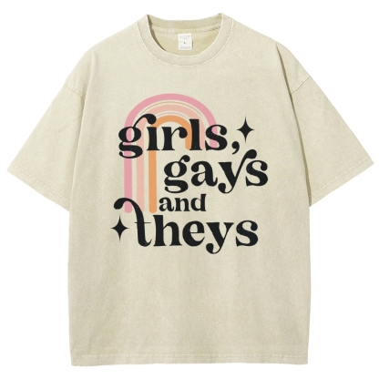 Girls Gays And Theys Vintage Snowflake Washed T-Shirt-moweekender