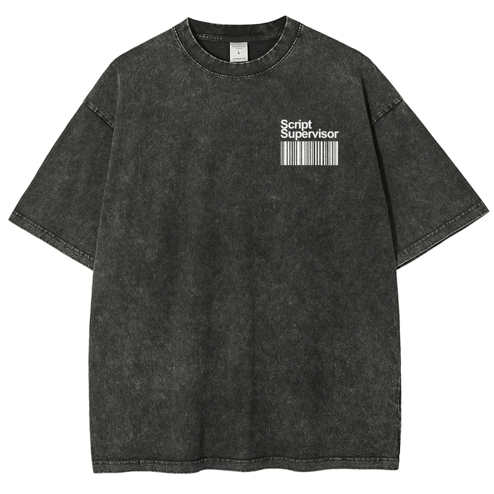 Script Supervisor Pattern Washed Vintage Short Sleeves T-Shirt-moweekender