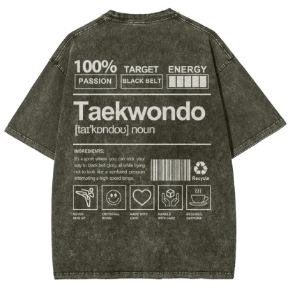 Taekwondo Pattern Washed Vintage Short Sleeves T-Shirt-moweekender