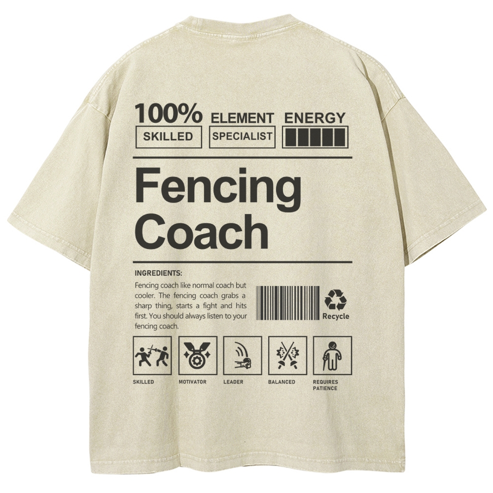 Fencing Coach Unisex Fit Washed T-Shirt-moweekender