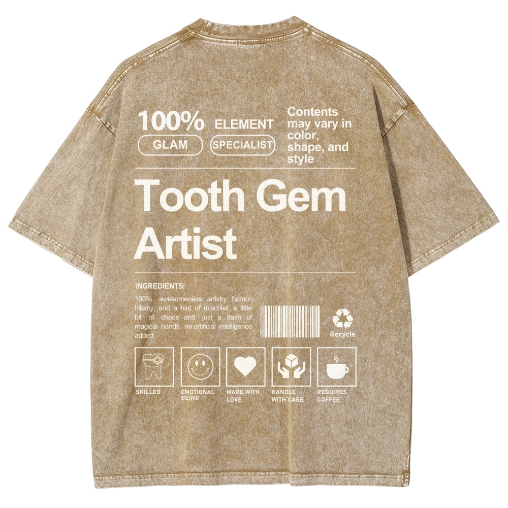Tooth Gem Artist Unisex Fit Washed T-Shirt-moweekender