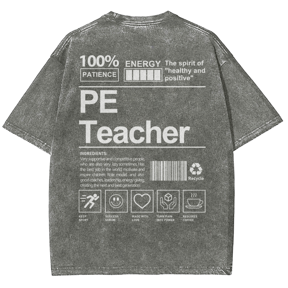 PE Teacher Unisex Fit Washed T-Shirt-moweekender