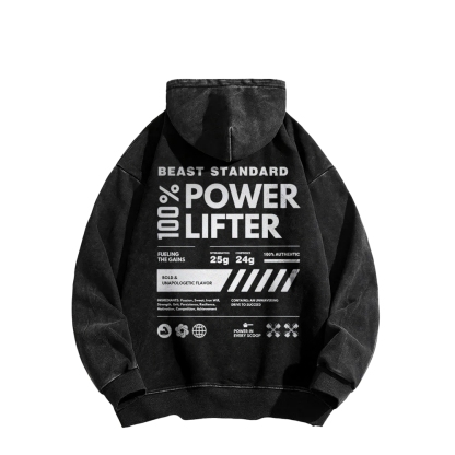 Power Lifter Casual Washed Hoodie-moweekender
