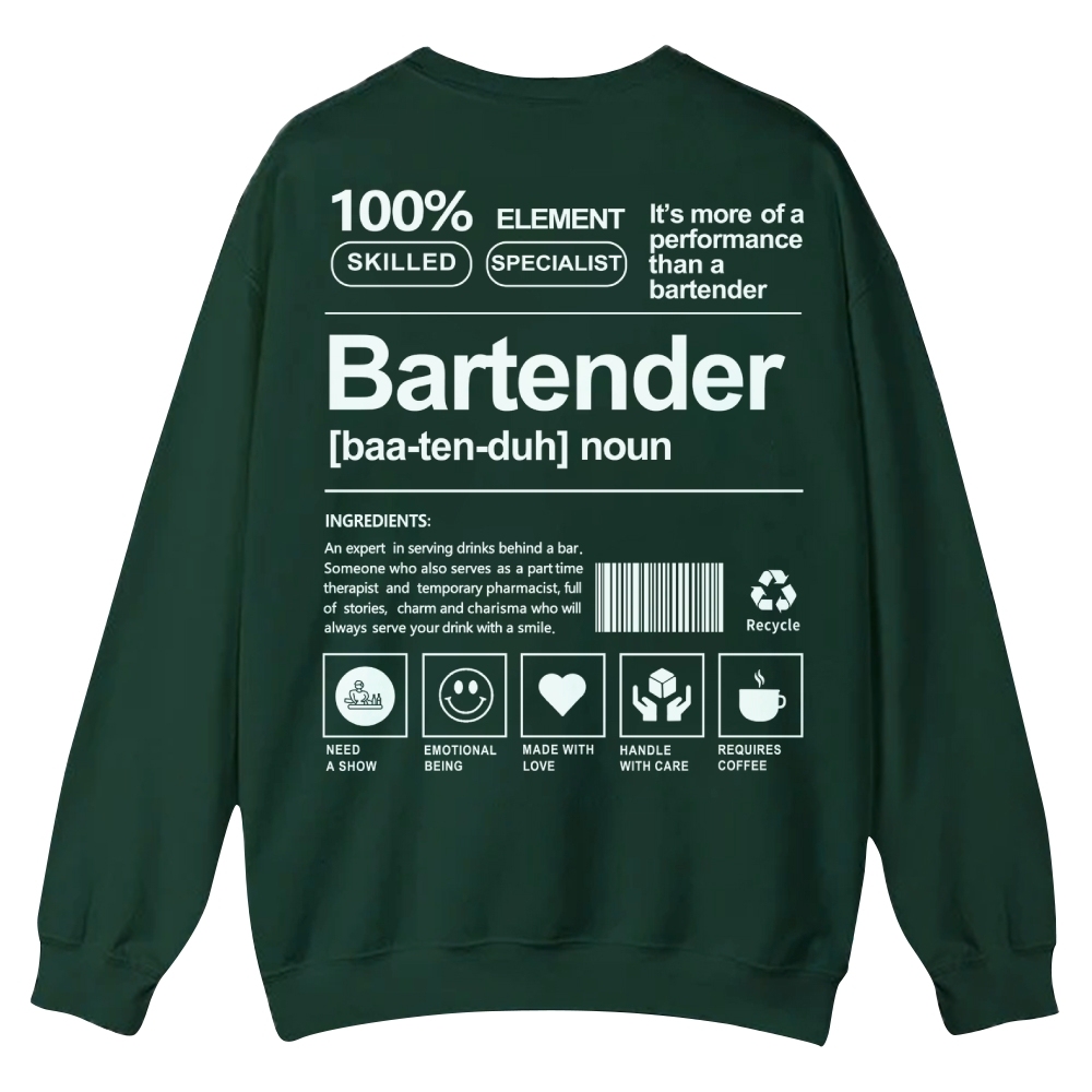 Bartender Printed Crew Neck Sweatshirt-moweekender