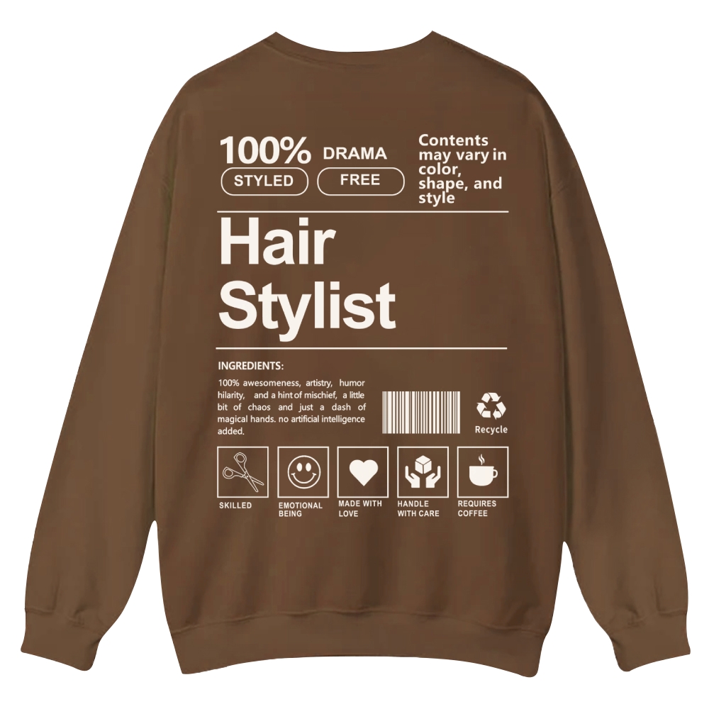 Hair Stylist Pattern Crew Neck Sweatshirt-moweekender
