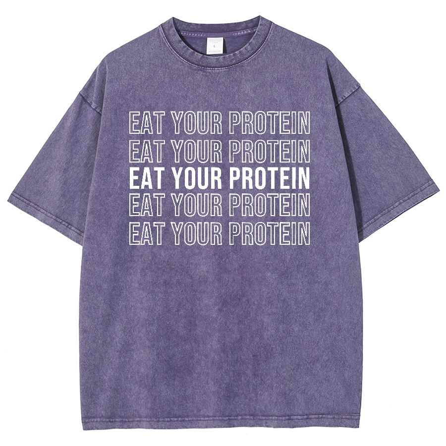 Eat Your Protein Unisex Fit Washed Oversized T-Shirt-moweekender