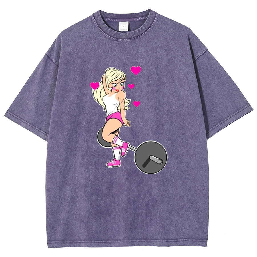 Barbell Love Girl Unisex Fit Washed T-Shirt-moweekender