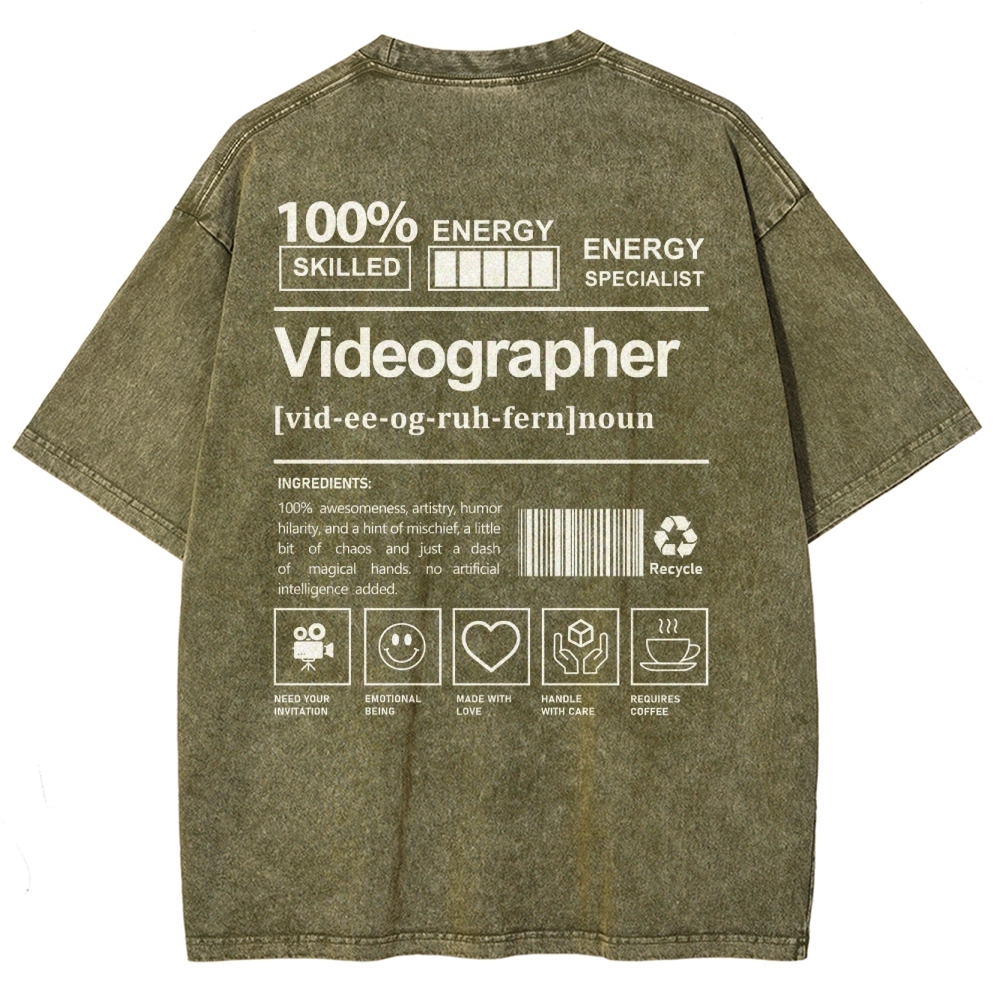 Videographer Unisex Fit Washed T-Shirt-moweekender