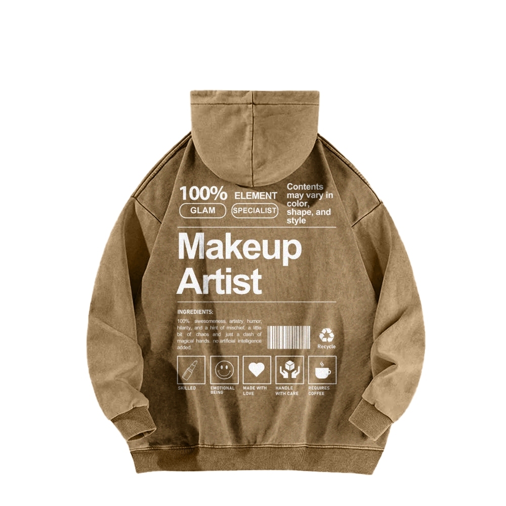 Makeup Artist Casual Washed Hoodie-moweekender