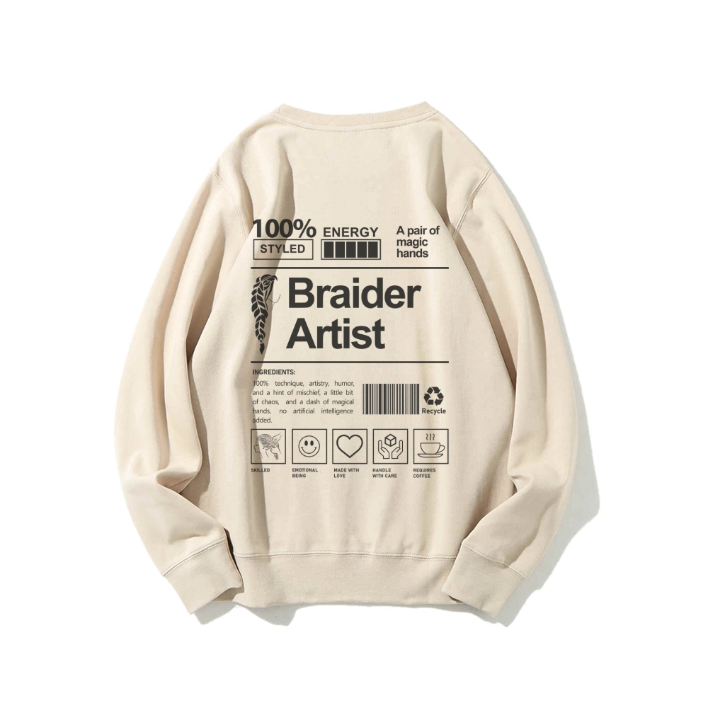 Braider Artist Casual Crewneck Sweatshirt-moweekender