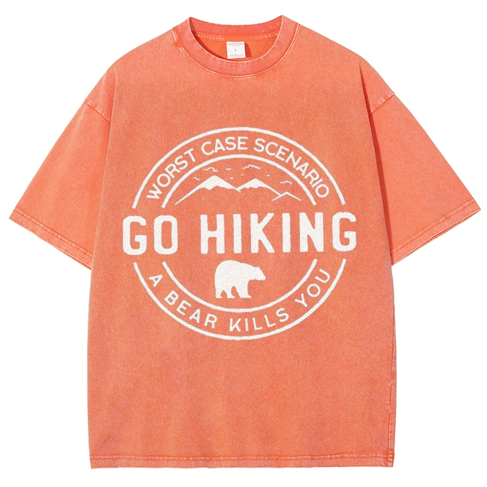 Go Hiking Vintage Snowflake Washed T-Shirt-moweekender