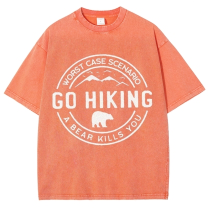 Go Hiking Vintage Snowflake Washed T-Shirt-moweekender