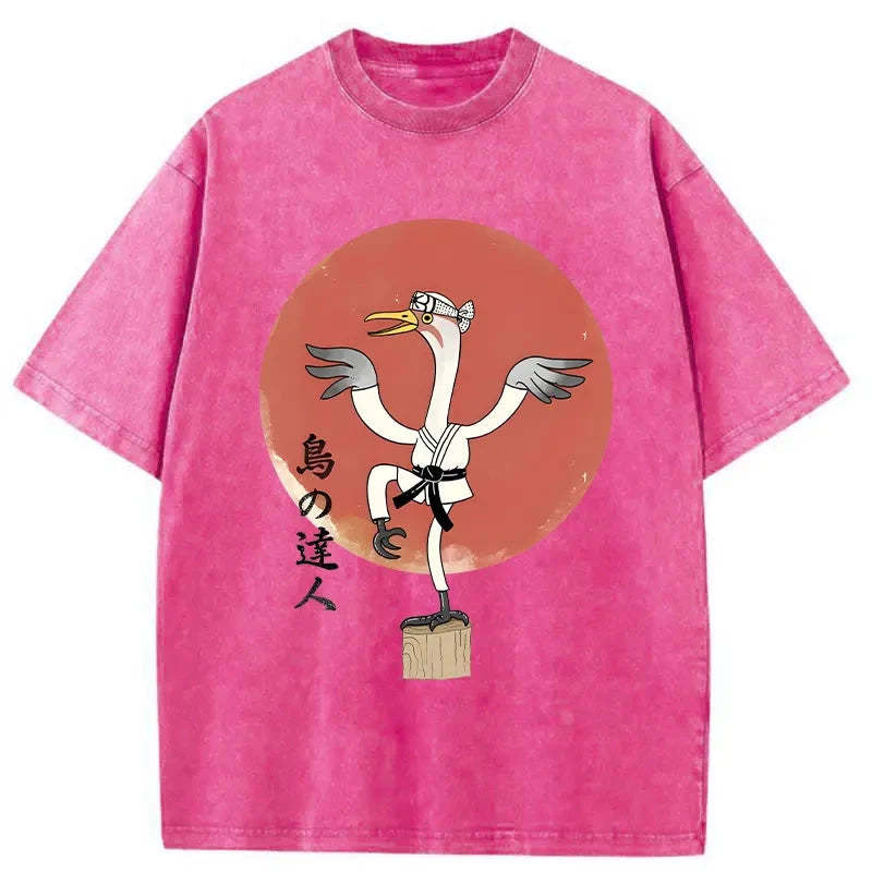 Karate Crane Japan Washed T-Shirt-moweekender