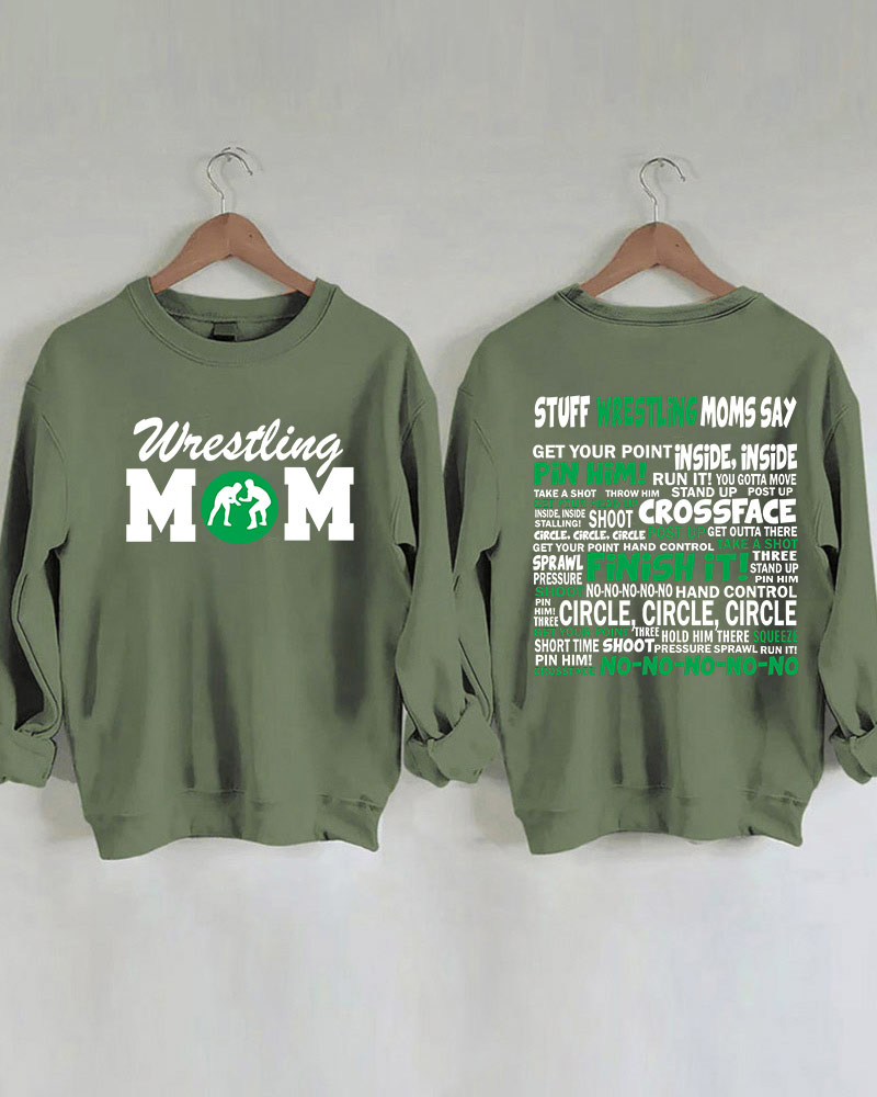 Wrestling Moms Green Printed Sweatshirt-moweekender