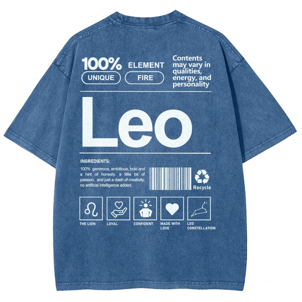Leo Unisex Fit Washed T-Shirt