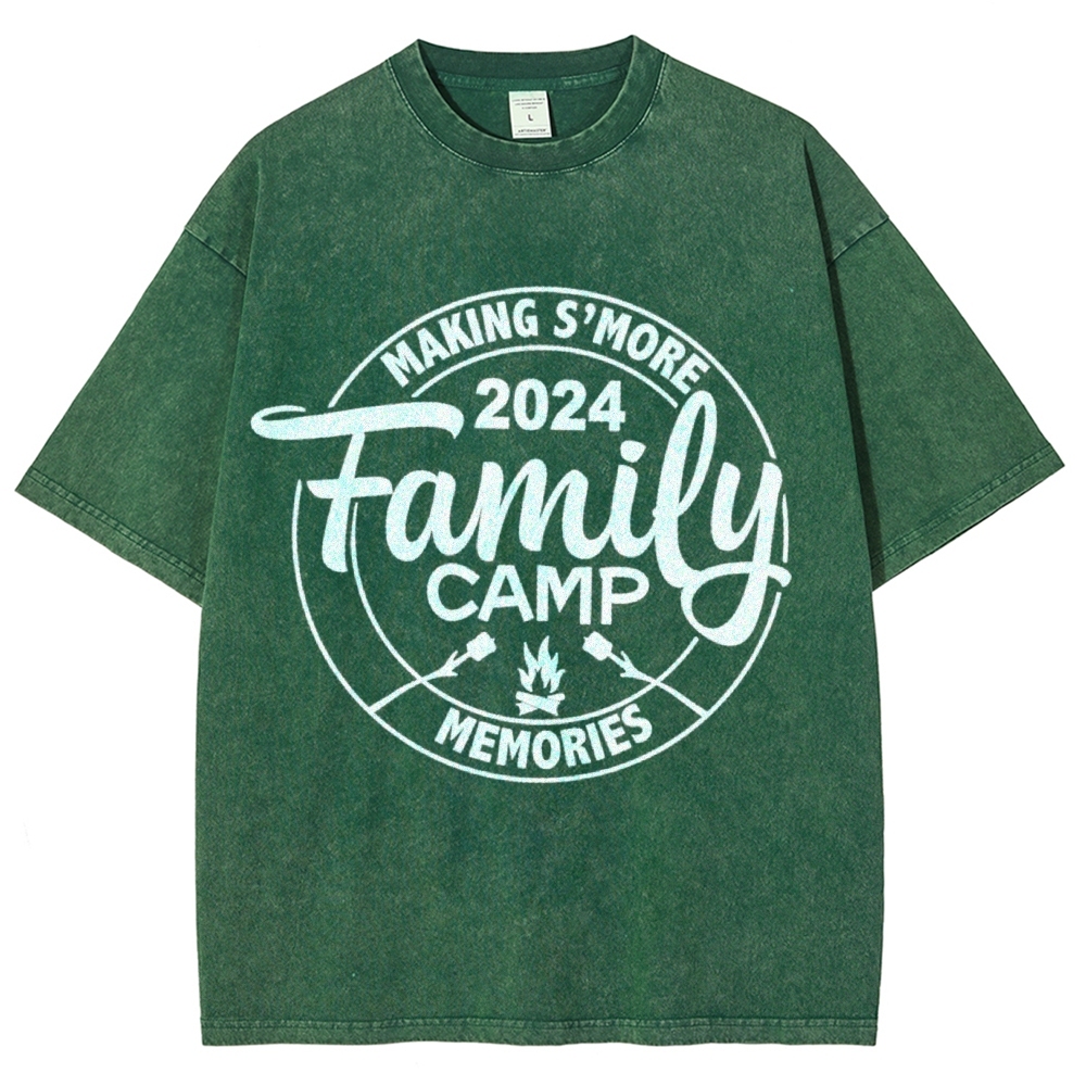 Family Camp Vintage Snowflake Washed T-Shirt-moweekender