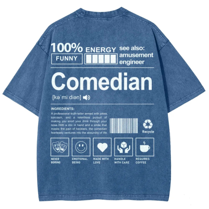 Comedian Pattern Washed Vintage Short Sleeves T-Shirt-moweekender