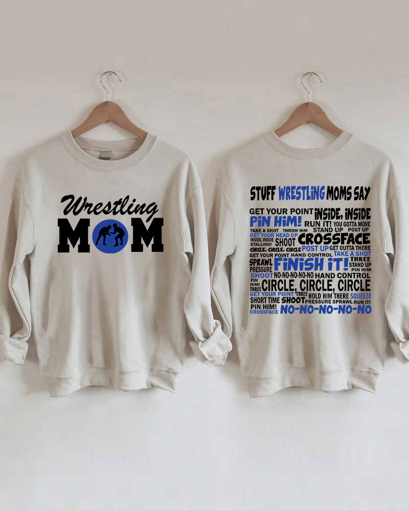 Wrestling Moms Blue Printed Sweatshirt-moweekender