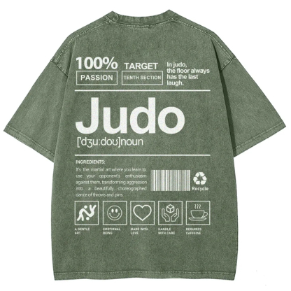 Judo Pattern Washed Vintage Short Sleeves T-Shirt-moweekender