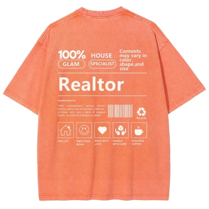 Realtor Vintage Snowflake Washed T-Shirt-moweekender