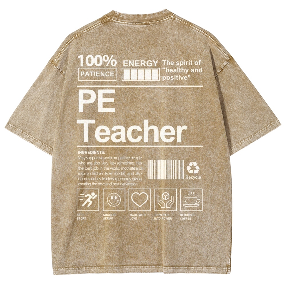 PE Teacher Unisex Fit Washed T-Shirt-moweekender