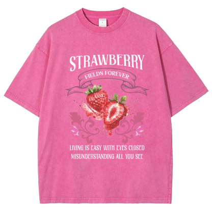Beatle Strawberry Fields Vintage Snowflake Washed T-Shirt-moweekender