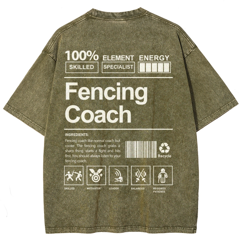 Fencing Coach Unisex Fit Washed T-Shirt-moweekender